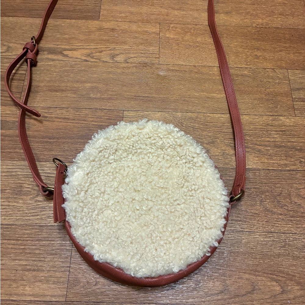 Madewell Shearling Circle Crossbody Bag - Cream and Brown NWOT